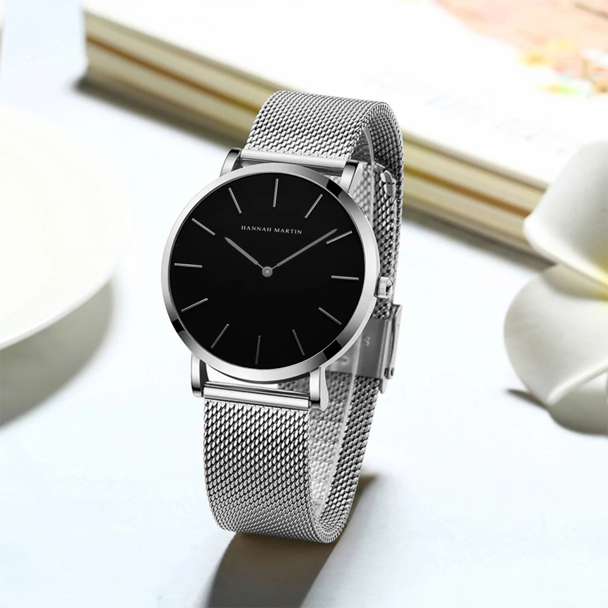 Women's watch with Japanese quartz movement, simple design in gold-tone stainless steel
