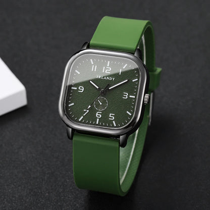 Women's Fashion Square watch, with silicone strap, sporty design