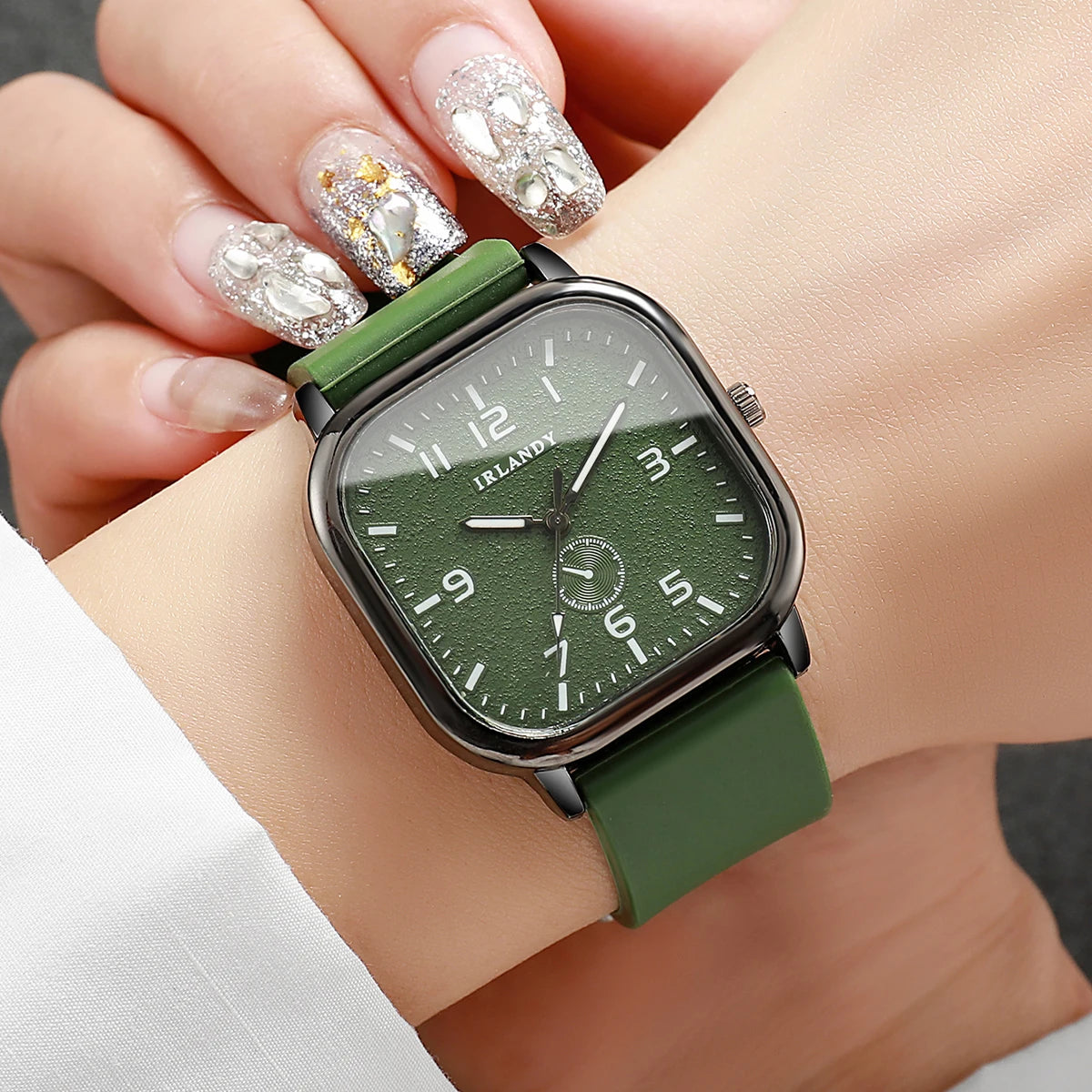 Women's Fashion Square watch, with silicone strap, sporty design