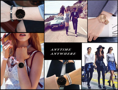 Women's watch with Japanese quartz movement, simple design in gold-tone stainless steel