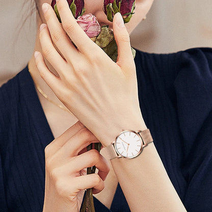 Women's watch with Japanese quartz movement, simple design in gold-tone stainless steel