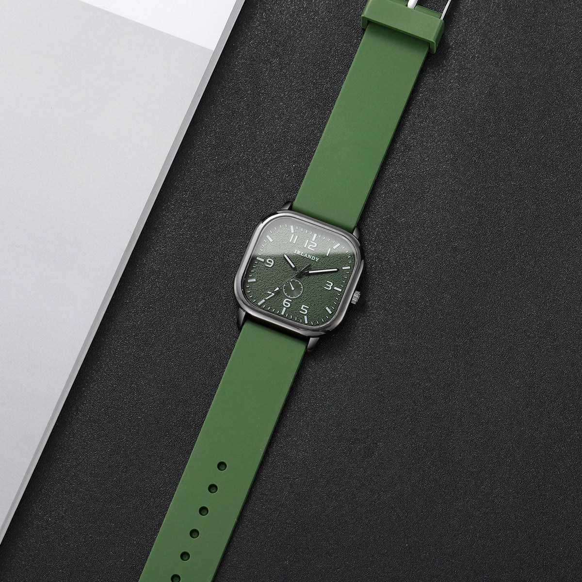 Women's Fashion Square watch, with silicone strap, sporty design