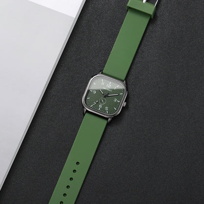 Women's Fashion Square watch, with silicone strap, sporty design