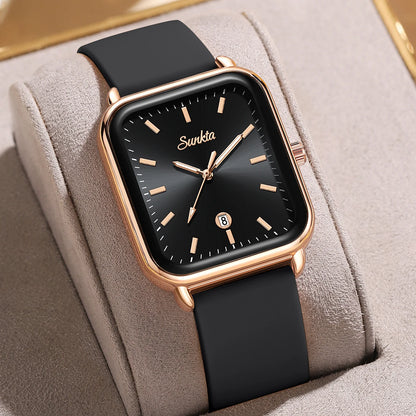 Elegant and modern Sunkta women's watch, square, luxurious