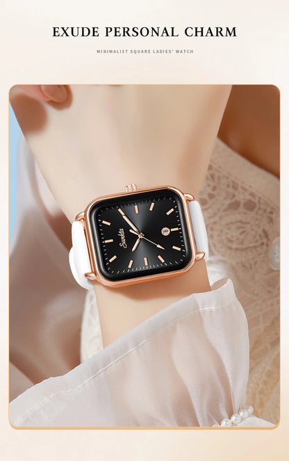 Elegant and modern Sunkta women's watch, square, luxurious