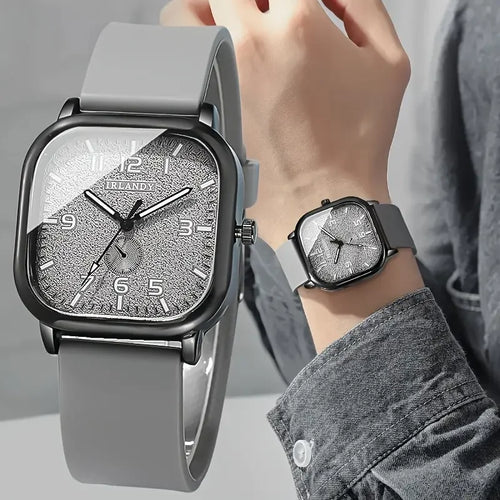 Women's Fashion Square watch, with silicone strap, sporty design