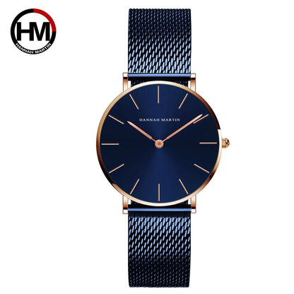 Women's watch with Japanese quartz movement, simple design in gold-tone stainless steel