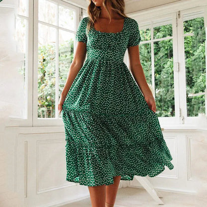 Vintage floral maxi dress, square neckline