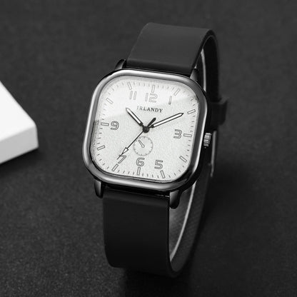 Women's Fashion Square watch, with silicone strap, sporty design