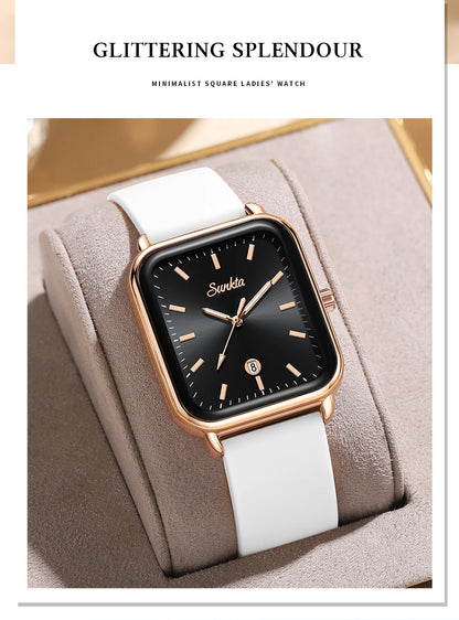 Elegant and modern Sunkta women's watch, square, luxurious