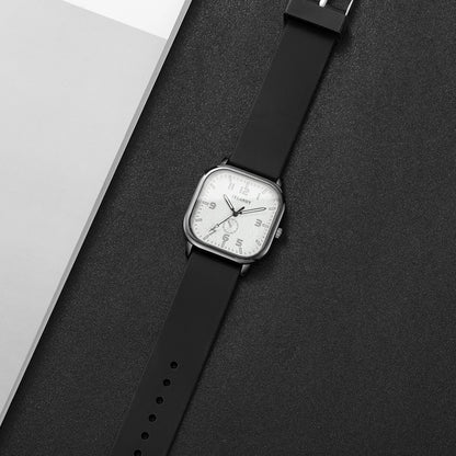 Women's Fashion Square watch, with silicone strap, sporty design