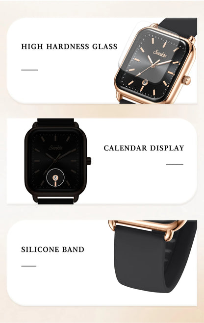Elegant and modern Sunkta women's watch, square, luxurious