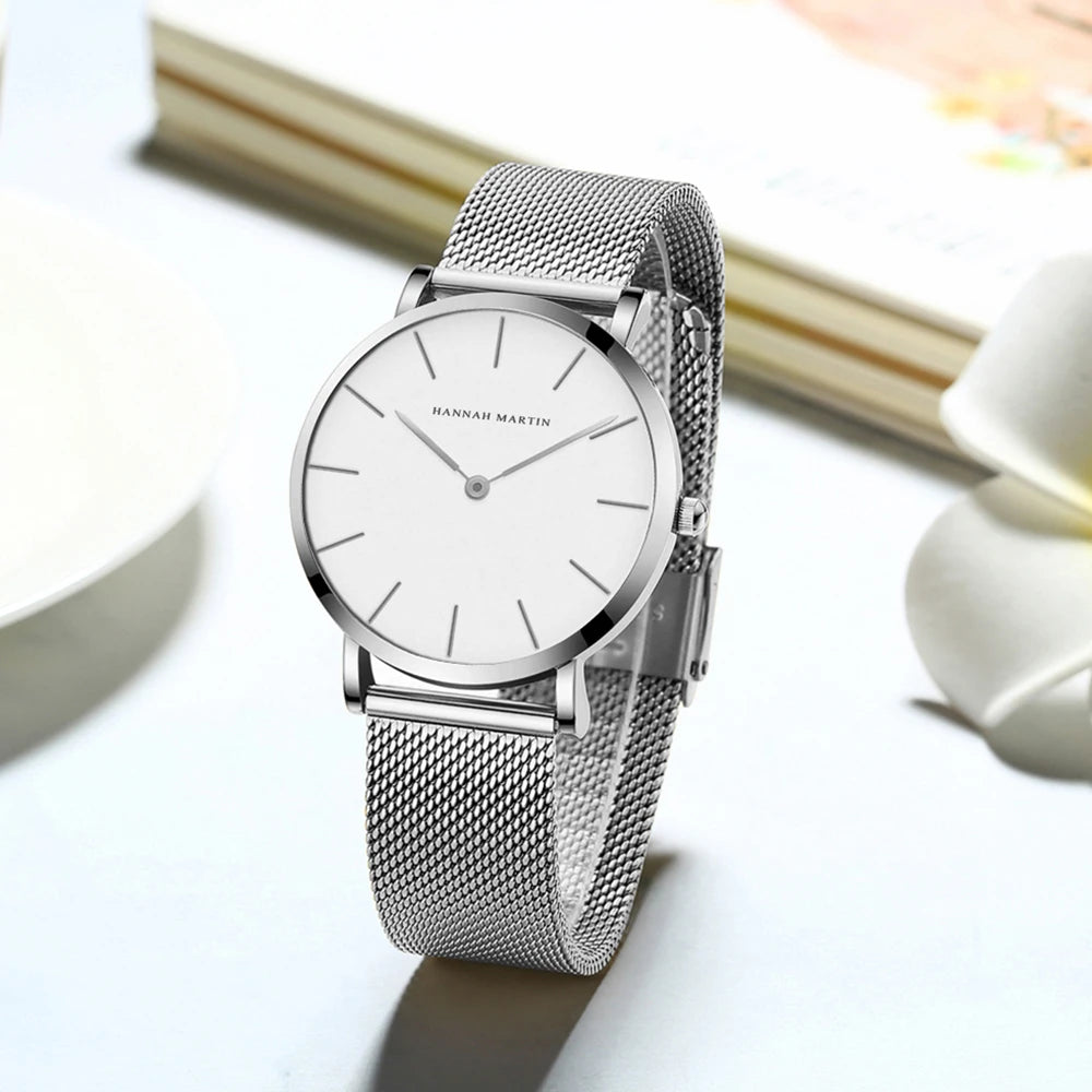 Women's watch with Japanese quartz movement, simple design in gold-tone stainless steel