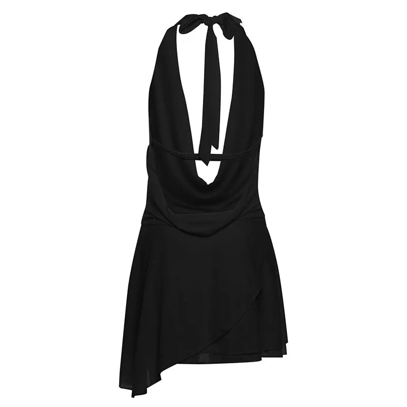 Women's dress, halter neck style, sleeveless, with a V-neck