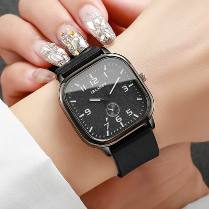 Women's Fashion Square watch, with silicone strap, sporty design