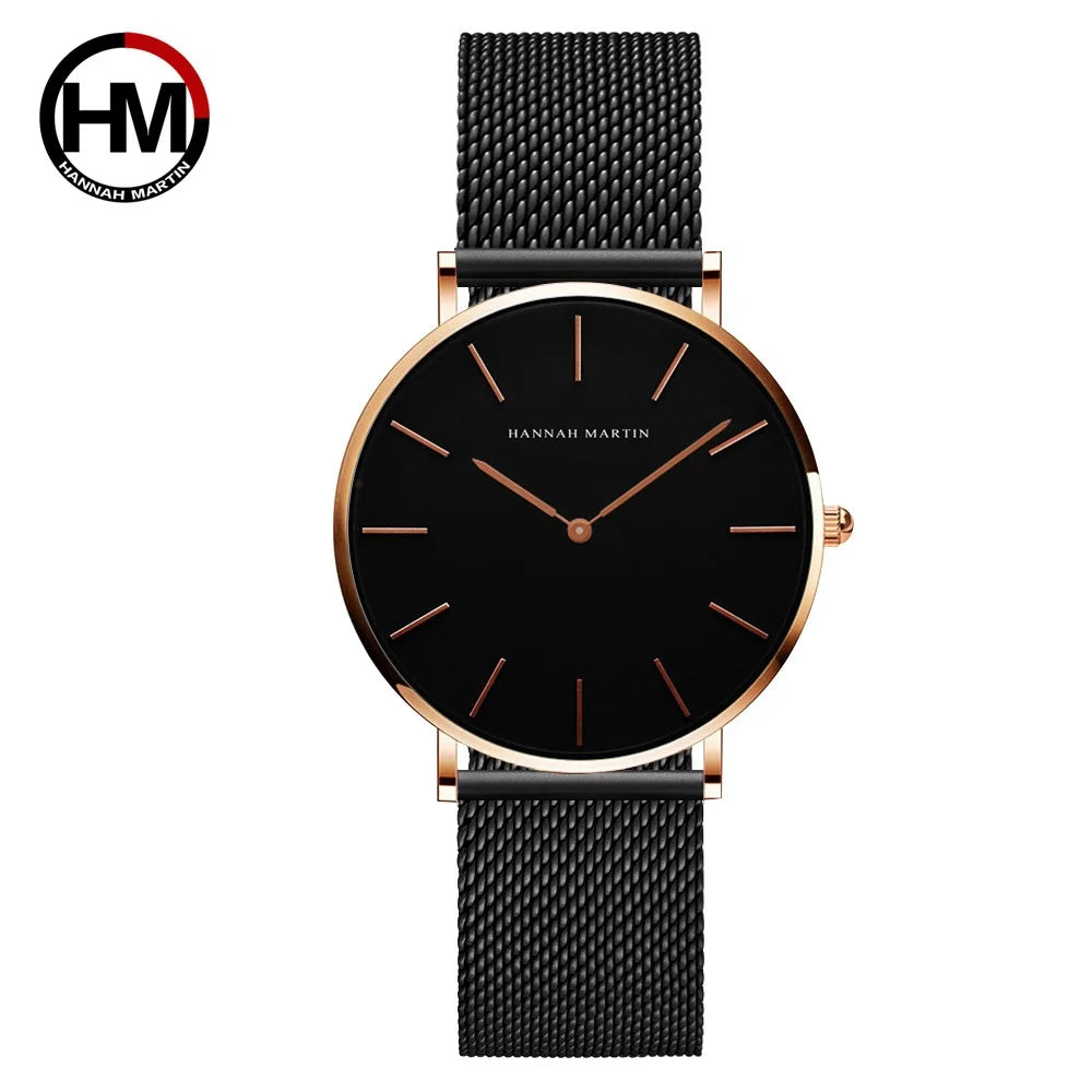Women's watch with Japanese quartz movement, simple design in gold-tone stainless steel