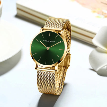 Women's watch with Japanese quartz movement, simple design in gold-tone stainless steel
