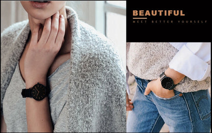 Women's watch with Japanese quartz movement, simple design in gold-tone stainless steel