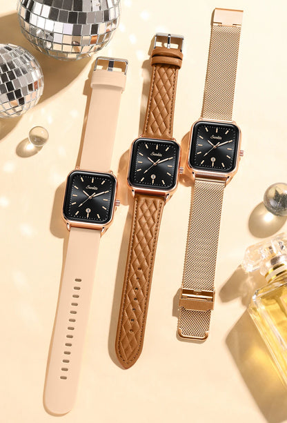 Elegant and modern Sunkta women's watch, square, luxurious