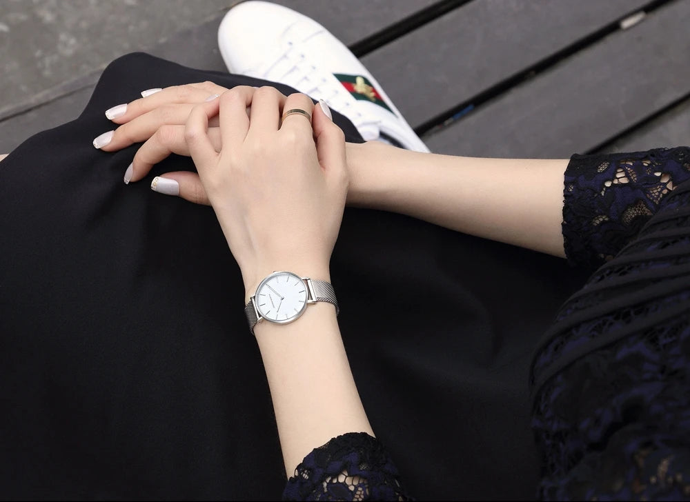 Women's watch with Japanese quartz movement, simple design in gold-tone stainless steel