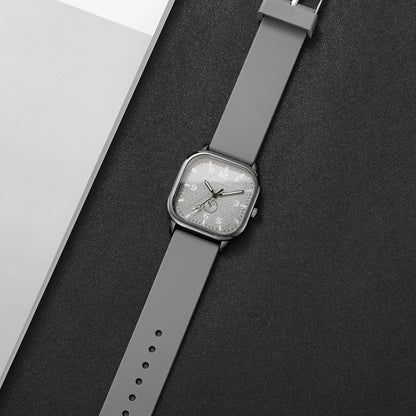 Women's Fashion Square watch, with silicone strap, sporty design