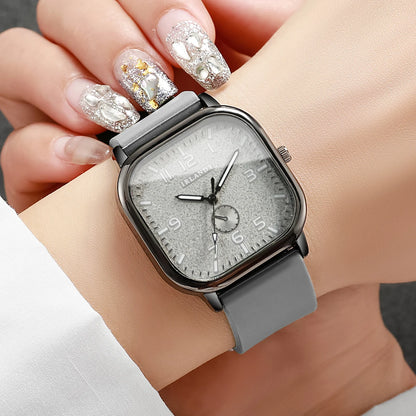 Women's Fashion Square watch, with silicone strap, sporty design