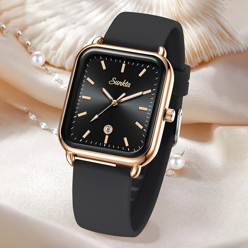 Elegant and modern Sunkta women's watch, square, luxurious