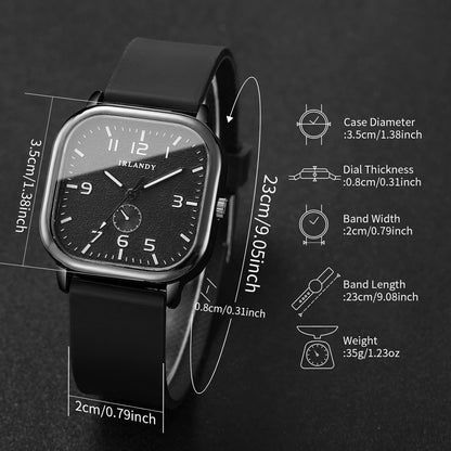 Women's Fashion Square watch, with silicone strap, sporty design