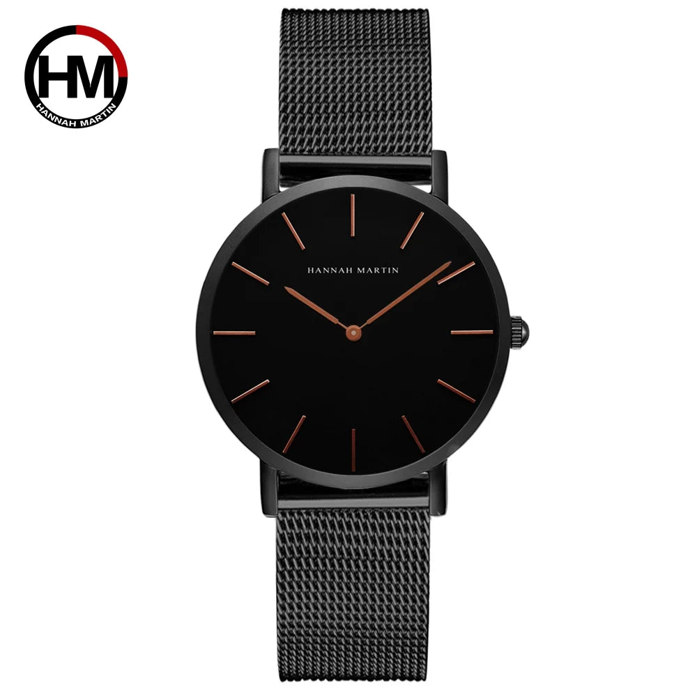Women's watch with Japanese quartz movement, simple design in gold-tone stainless steel