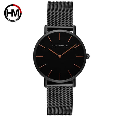 Women's watch with Japanese quartz movement, simple design in gold-tone stainless steel