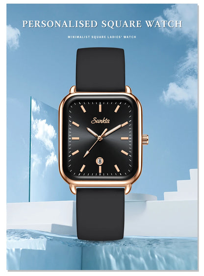Elegant and modern Sunkta women's watch, square, luxurious