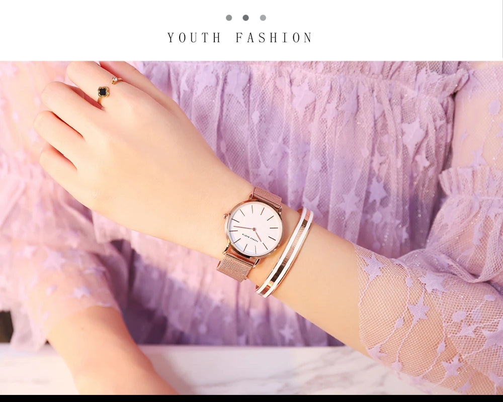 Women's watch with Japanese quartz movement, simple design in gold-tone stainless steel
