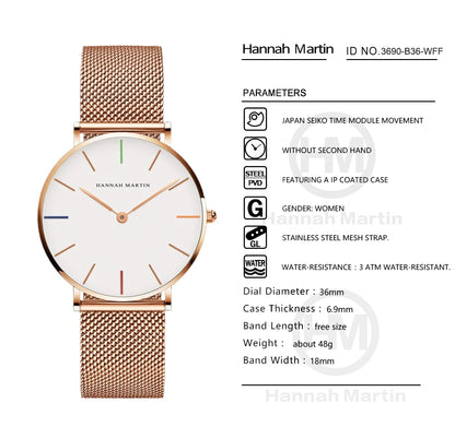 Women's watch with Japanese quartz movement, simple design in gold-tone stainless steel
