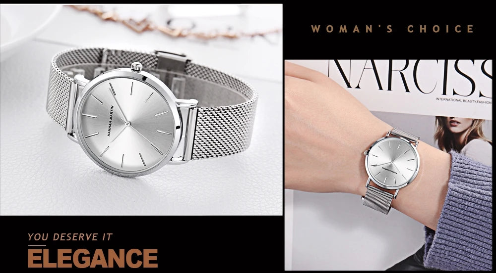 Women's watch with Japanese quartz movement, simple design in gold-tone stainless steel