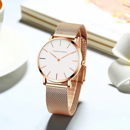 Women's watch with Japanese quartz movement, simple design in gold-tone stainless steel