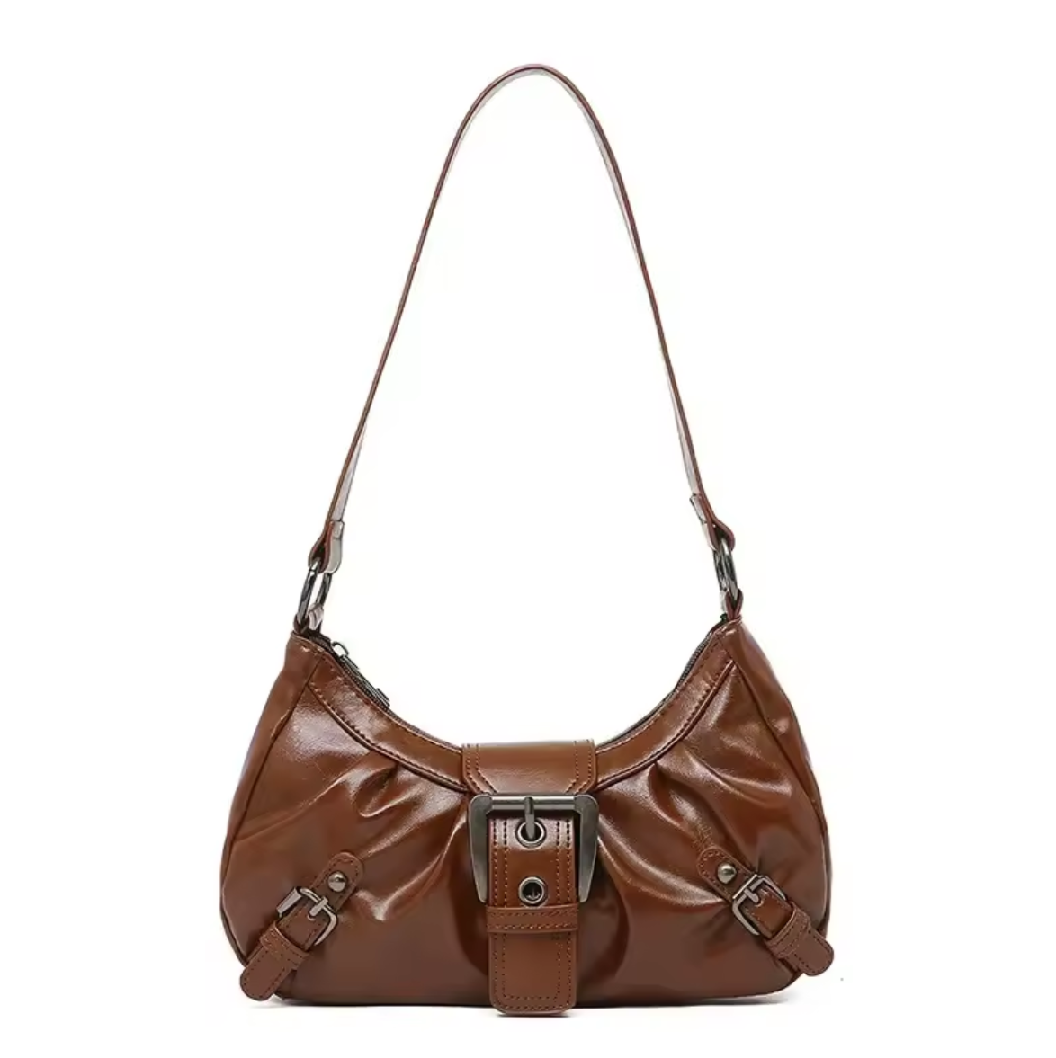 Classic Brown Faux Leather Handbag