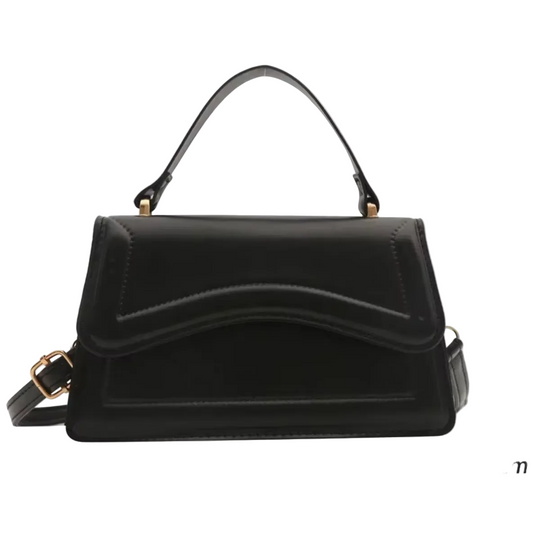 Classic Black Faux Leather Handbag