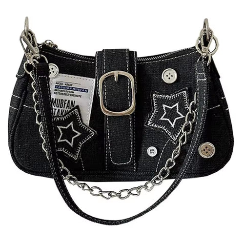 Black Fashion Handbag with Decorative Accents